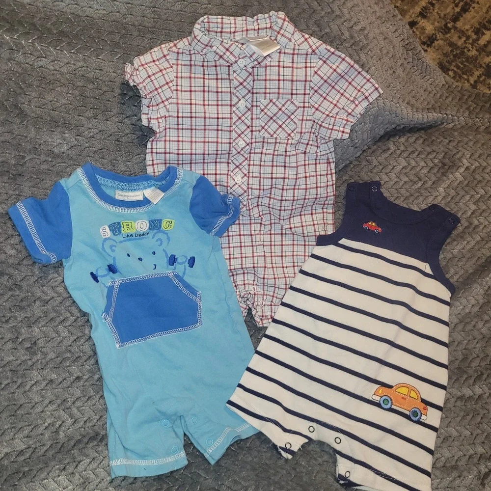 Baby Boy Romper Bodysuit Bundle 3 month Carters Janie and Jack Little Me 6pc Lot